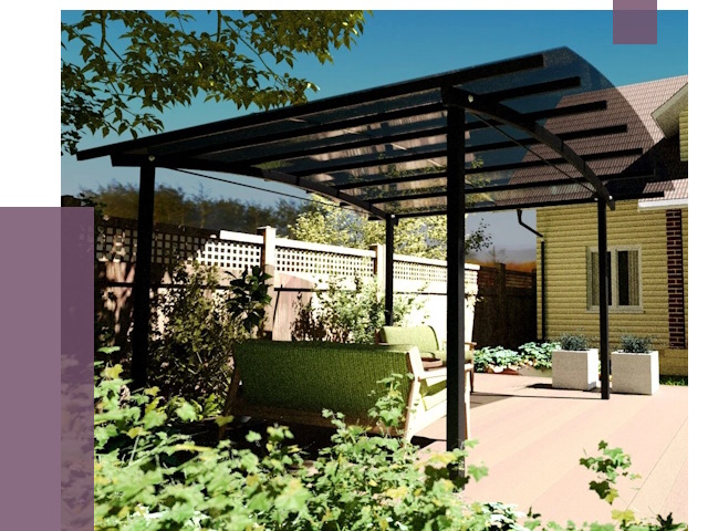 Навесы для террасы в Котласе от 13213 руб. под ключ | ПРОЛЁТ-Ктл