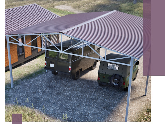 Двускатные навесы под ключ в Котласе — изготовление и монтаж