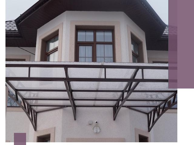 Козырьки из поликарбоната под ключ в Котласе