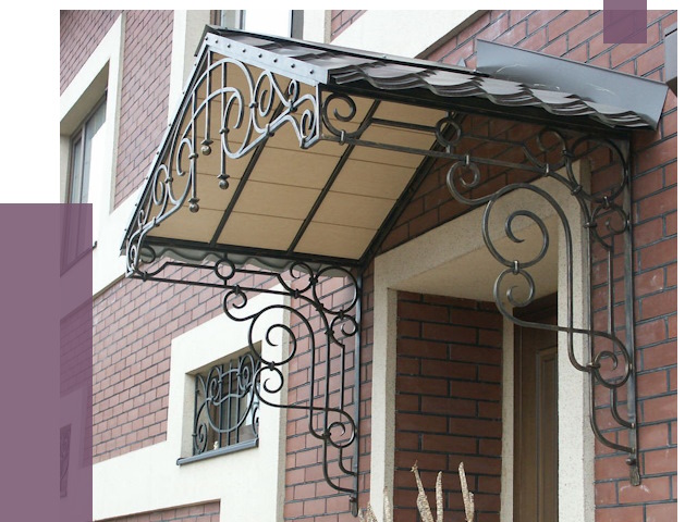 Двускатные козырьки в Котласе под ключ от 12954 руб.